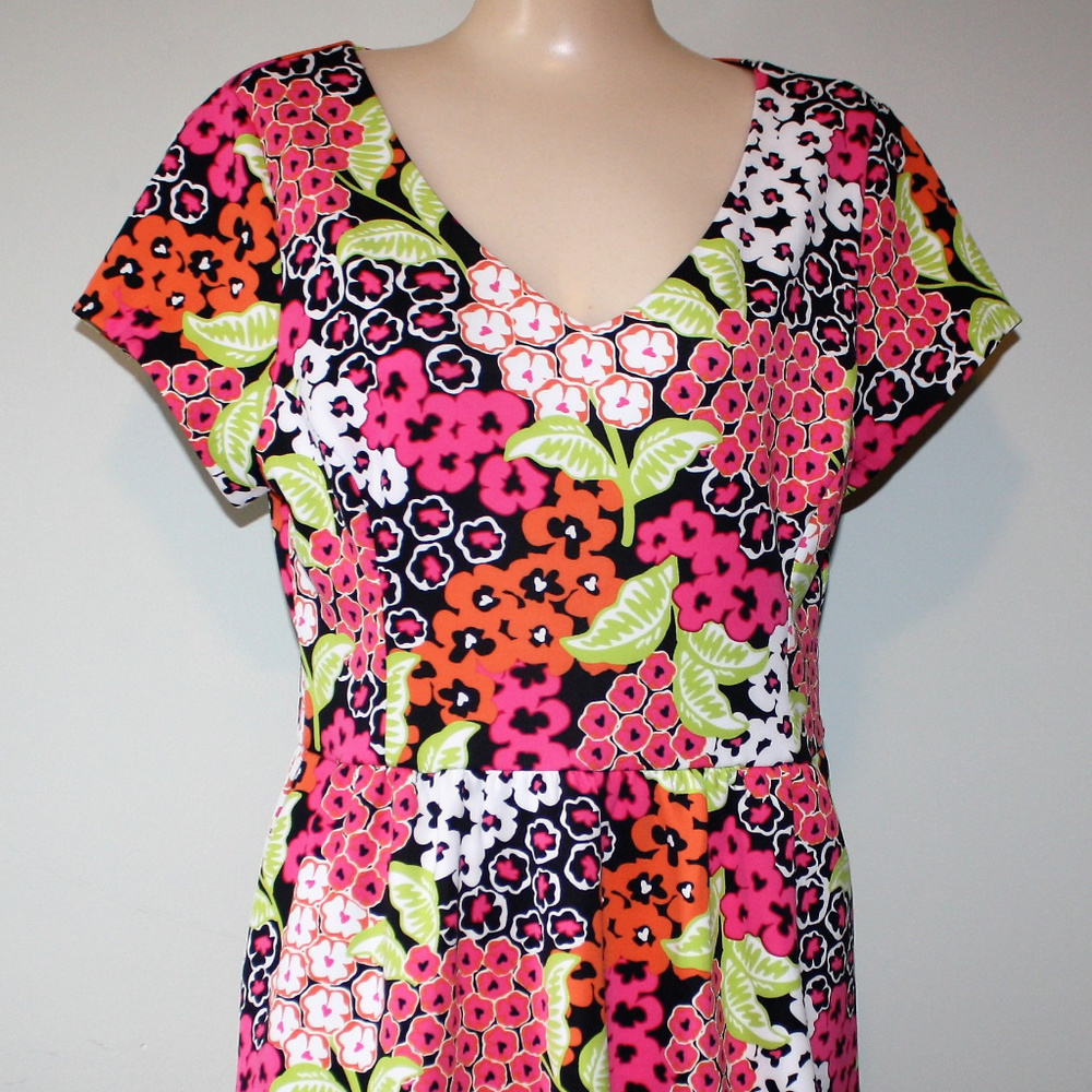 Kaari Blue Dress Womens Large Fit-and-Flare Floral